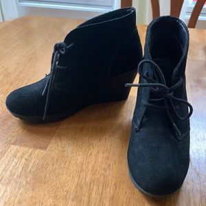 Black suede  booties/wedge